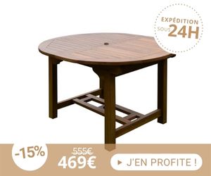Table de jardin en teck dimensions 120/170x100x75cm
