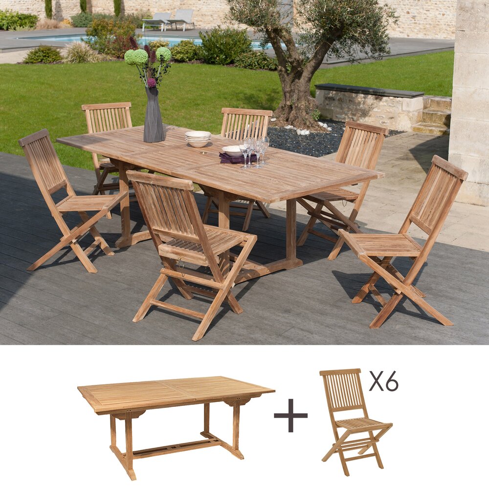 Ensemble repas - Ensemble table rectangulaire et 6 chaises photo 1