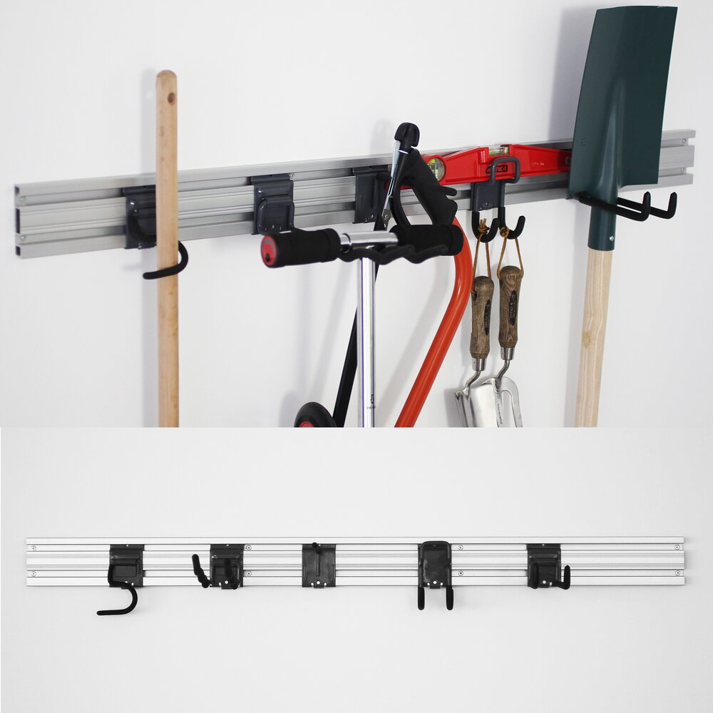 FIAMER Système de rangement robuste réglable de 122 cm outils de jardin noir organiseur mural pour outils organiseur de garage rangement pour garage 