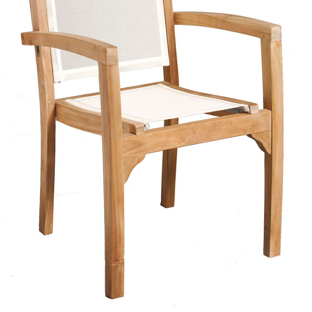 Lot de 2 fauteuils en teck et textilène - coloris ivoire photo 4