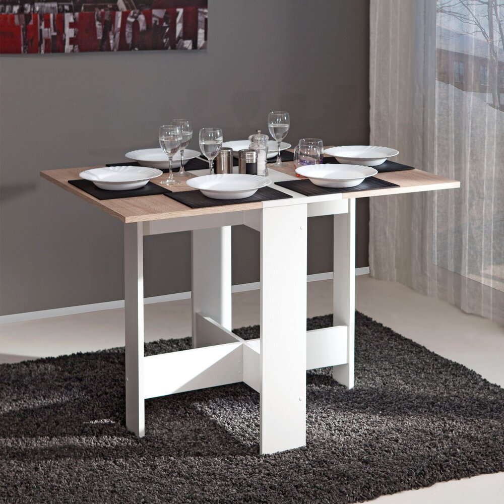 Table à manger pliable Papillon 103 cm - blanc/chêne Moderne, Design -  Symbiosis