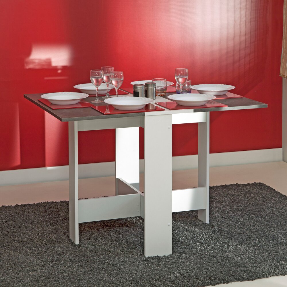 Table à manger pliable Papillon 103 cm - blanc/chêne Moderne