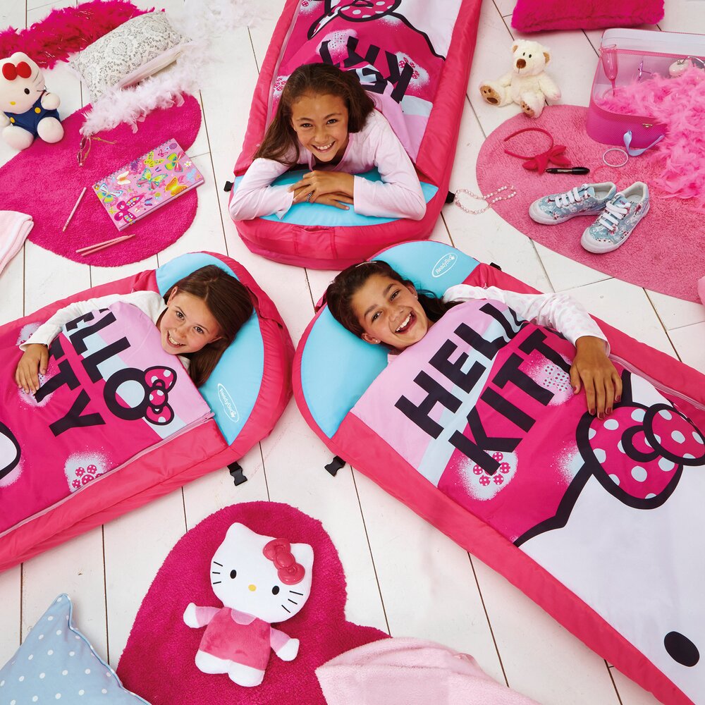 Lit gonflable 3 ans - pouf Hello Kitty 150x62cm + accessoires