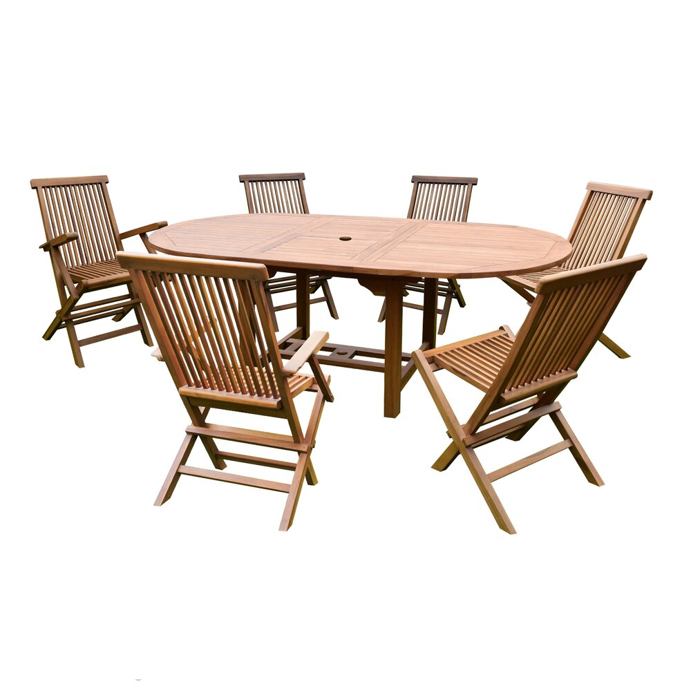 Table de jardin 160/210x100x75cm + lot de 4 chaises + 2 fauteuils photo 2