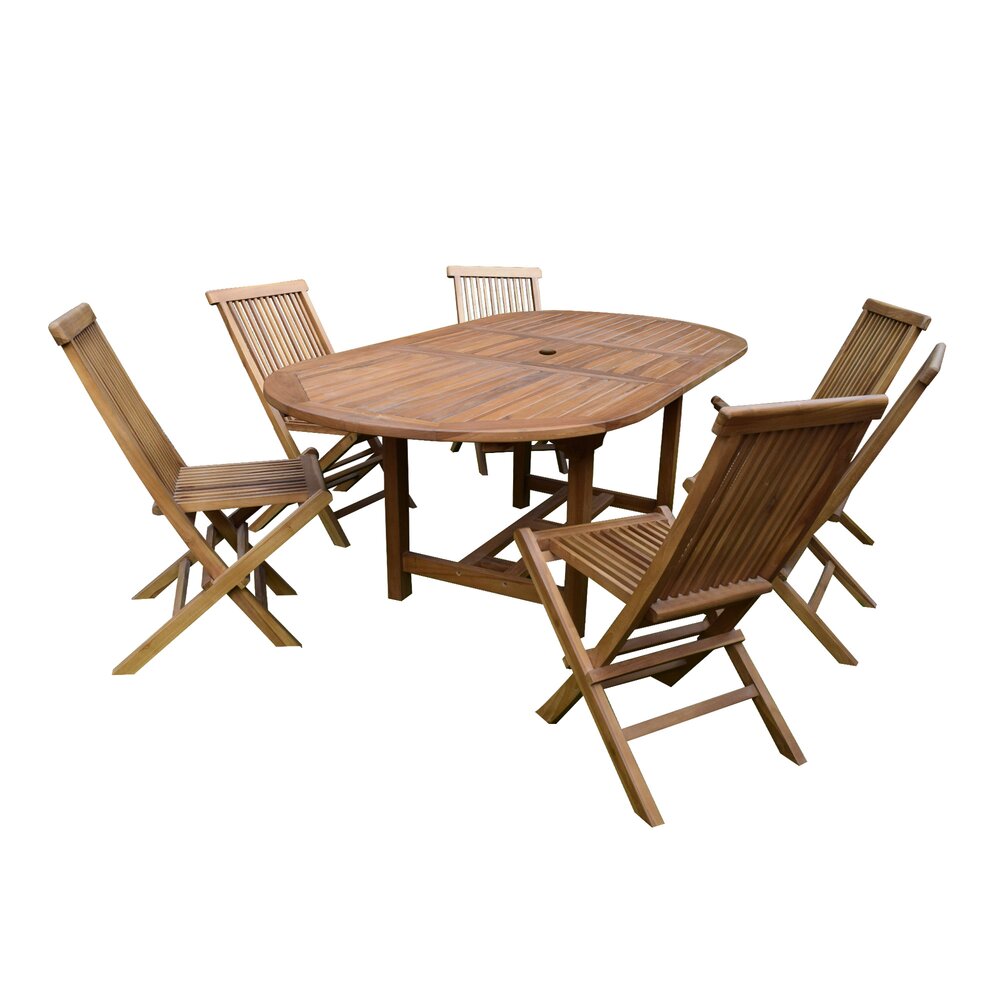 Table de jardin 160/210x100x75cm + lot de 6 chaises photo 2