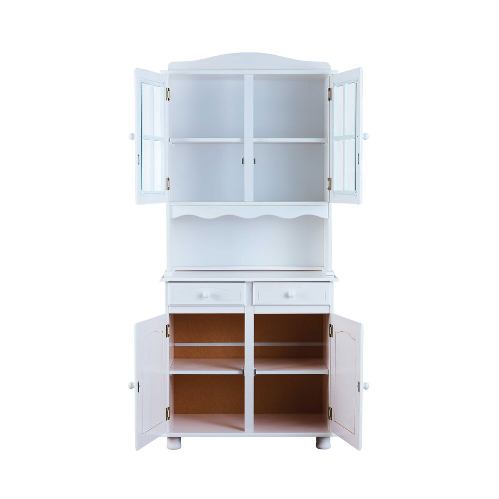 Buffet vaisselier 4 portes et 2 tiroirs en pin massif blanc - RISOUL photo 2