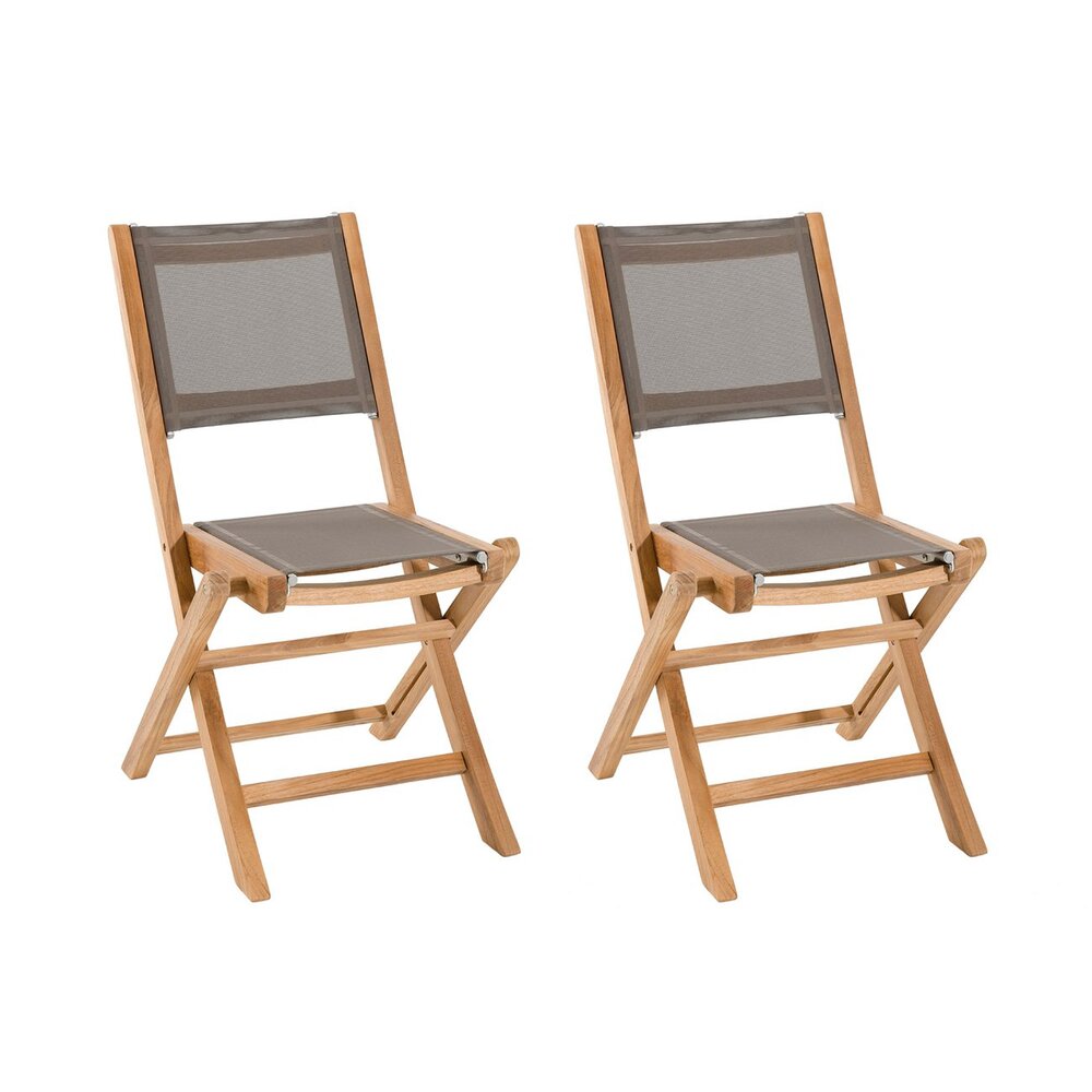 Chaise de jardin - Lot de 2 chaises pliantes en teck et textilène - GARDENA photo 1