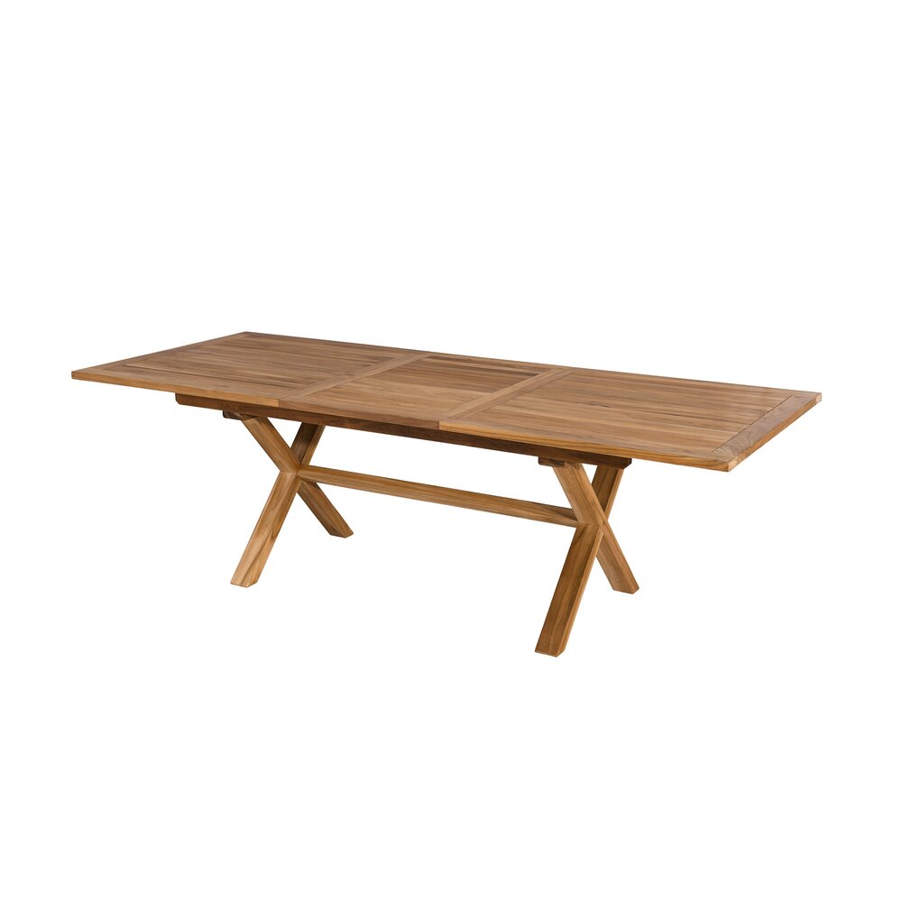 Table rectangulaire 180/240 cm pieds croisés en teck - GARDENA photo 3