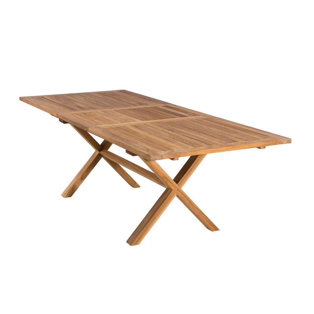 Table rectangulaire 180/240 cm pieds croisés en teck - GARDENA photo 4