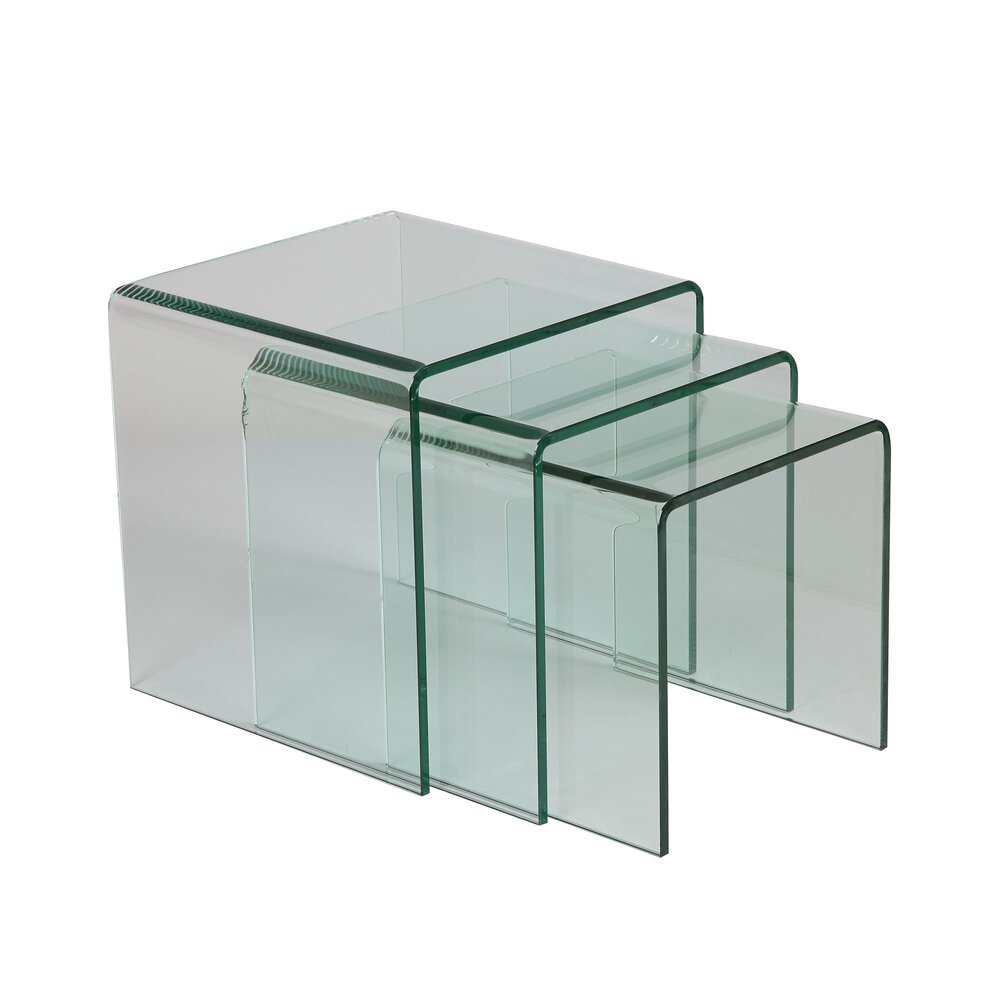 Table basse - Lot de 3 tables gigognes en verre trempé - GLASS photo 1