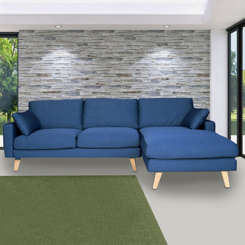 Canapé d'angle - Canapé d'angle à droite en tissu bleu - ALTA photo 1