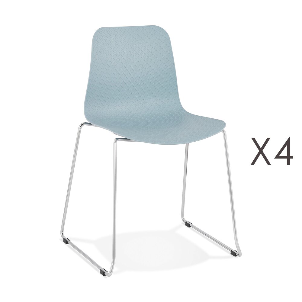 Chaise - Lot de 4 chaises repas 55x50x82,5 cm bleu - LAYNA photo 1