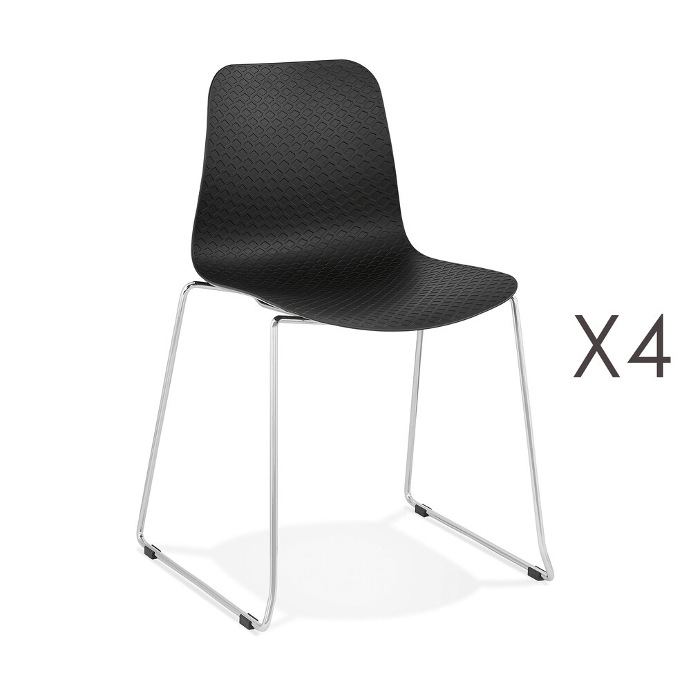 Chaise - Lot de 4 chaises repas 55x50x82,5 cm noir - LAYNA photo 1