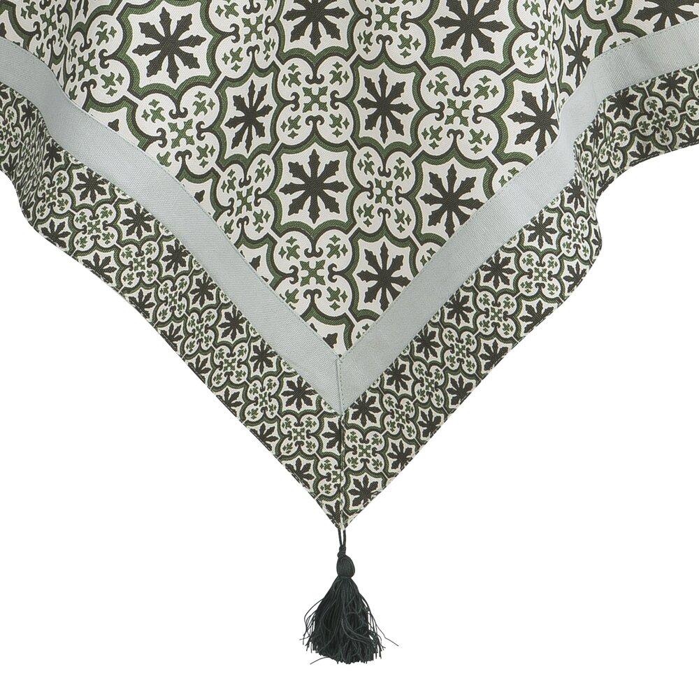 Nappe carrée 100x100 cm en coton vert et blanc - MOSAIC