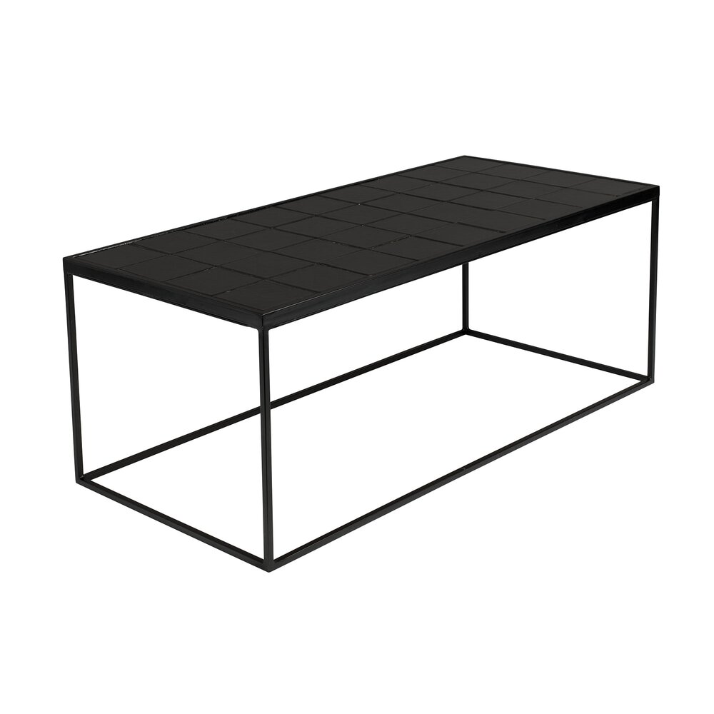 Table basse 93x43x36 cm avec plateau en carreaux de céramique noire photo 3