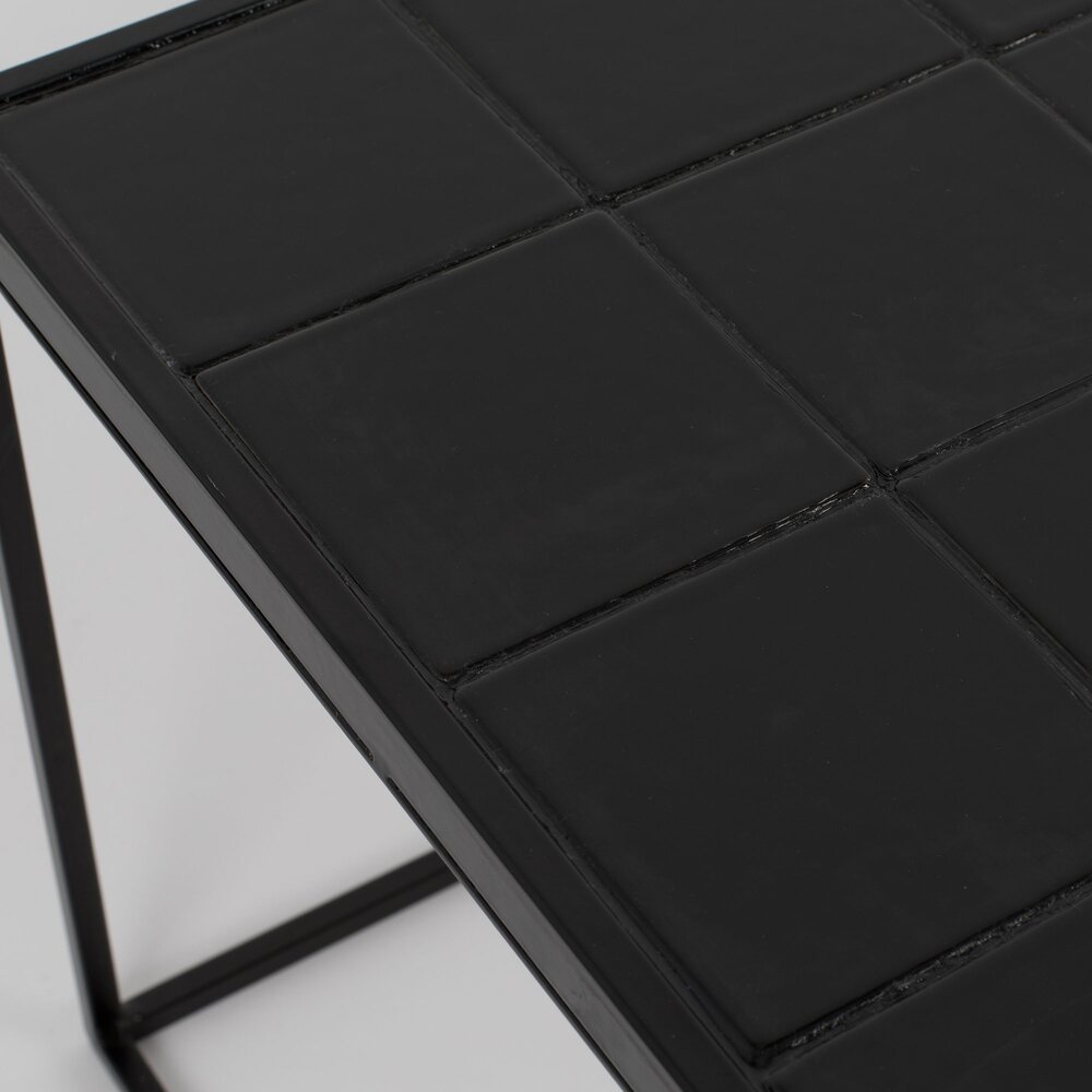 Table basse 93x43x36 cm avec plateau en carreaux de céramique noire photo 4