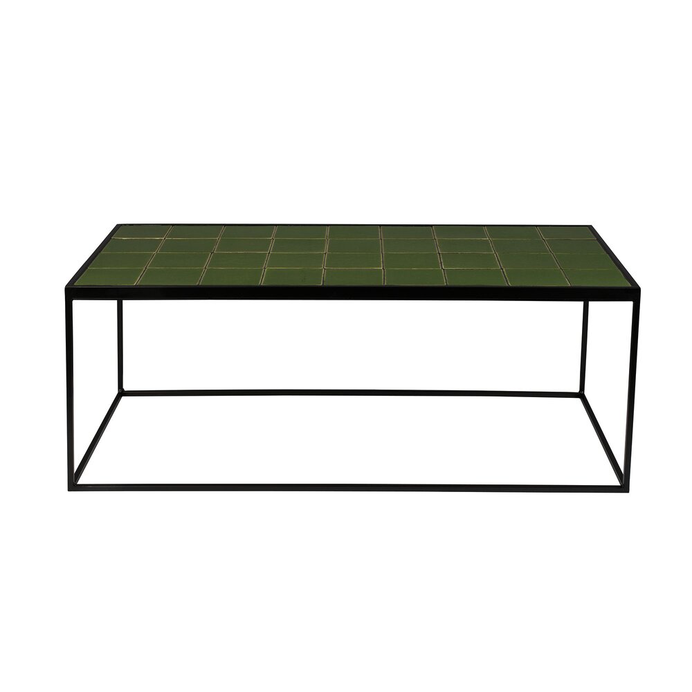 Table basse 93x43x36 cm avec plateau en carreaux de céramique verte photo 2