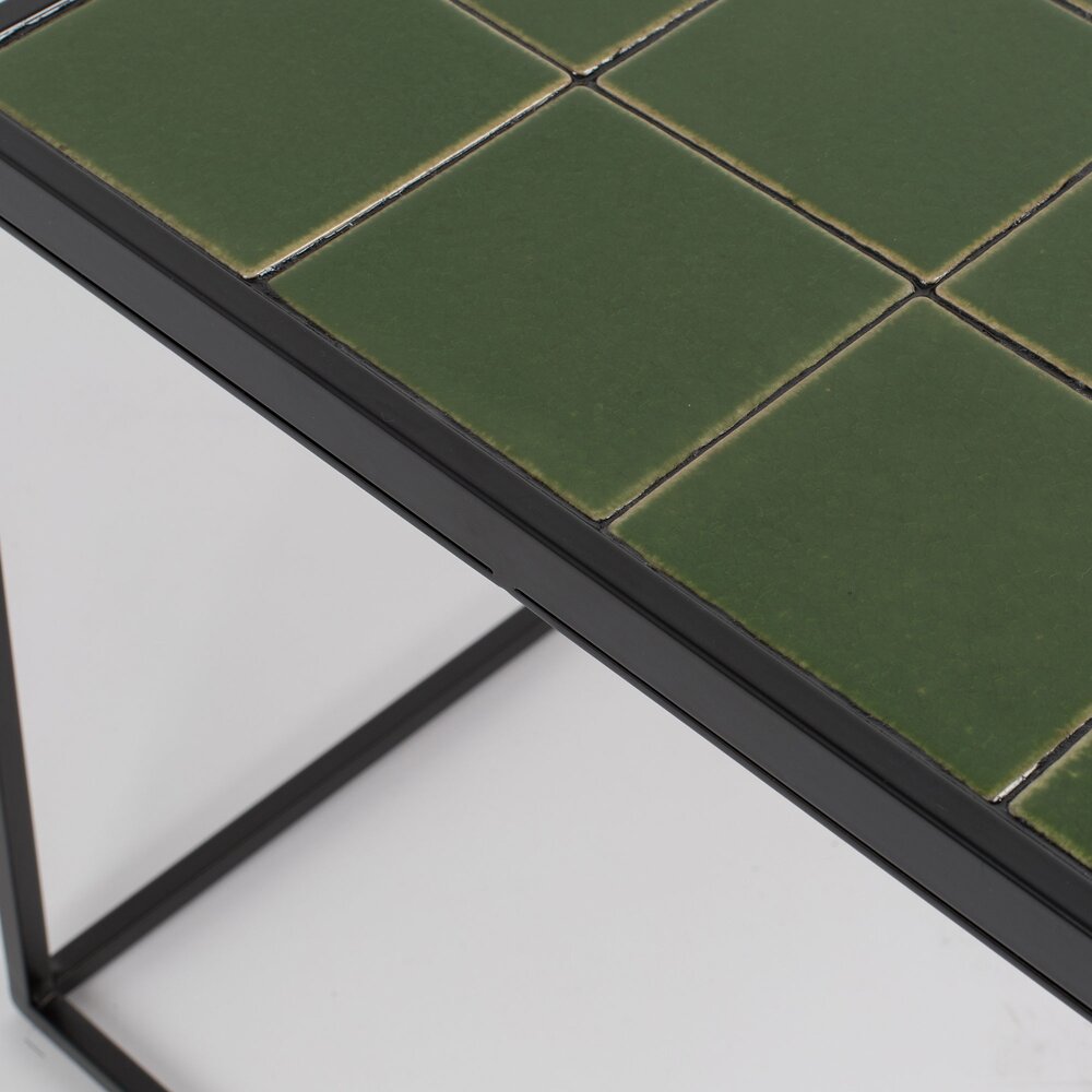 Table basse 93x43x36 cm avec plateau en carreaux de céramique verte photo 4