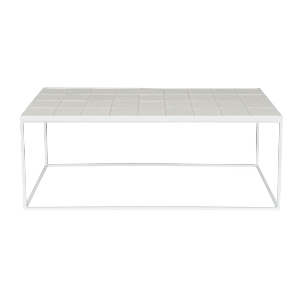 Table basse 93x43x36 cm avec plateau en carreaux de céramique blanche photo 2