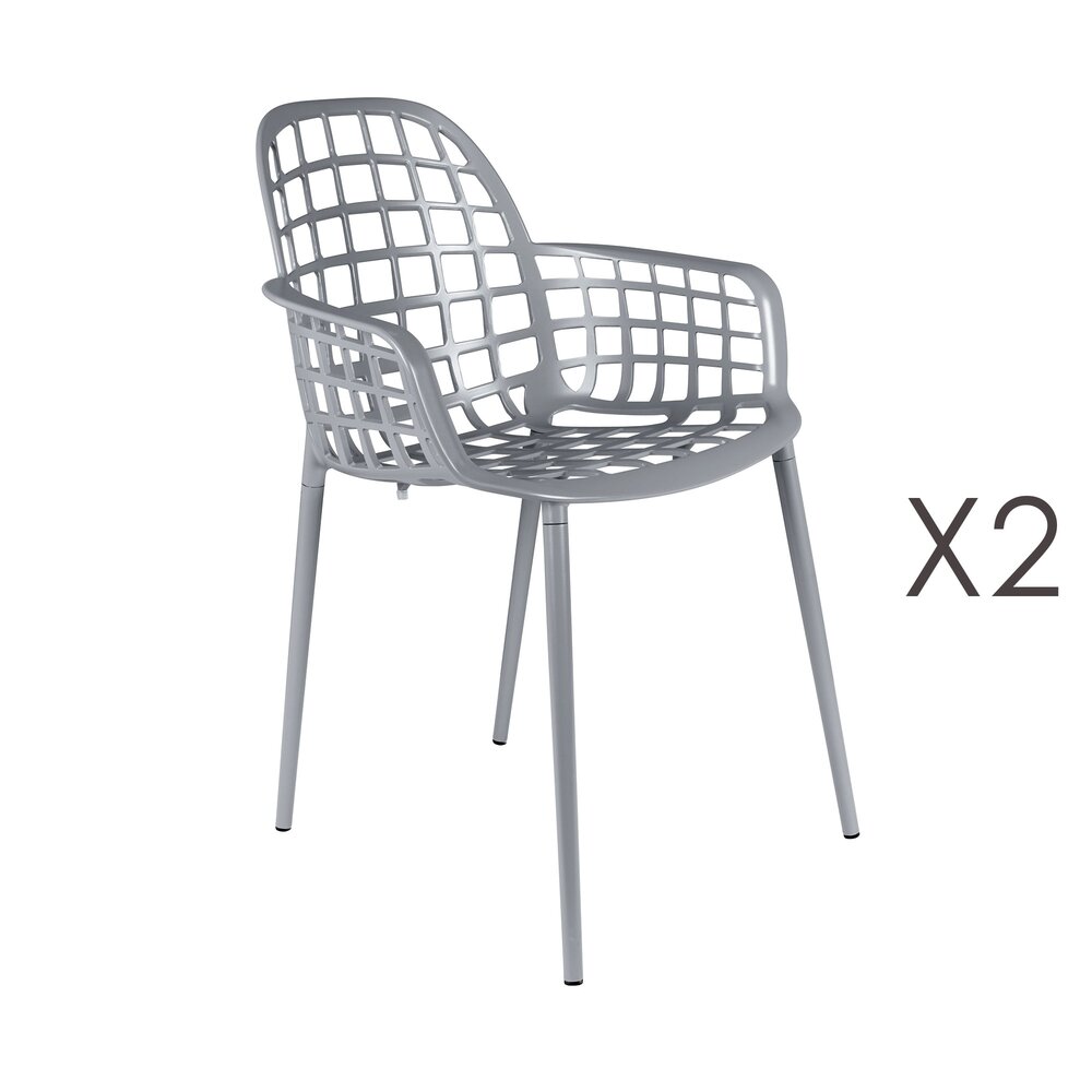Meuble de jardin - Lot de 2 chaises de jardin en aluminium gris - KUIP photo 1