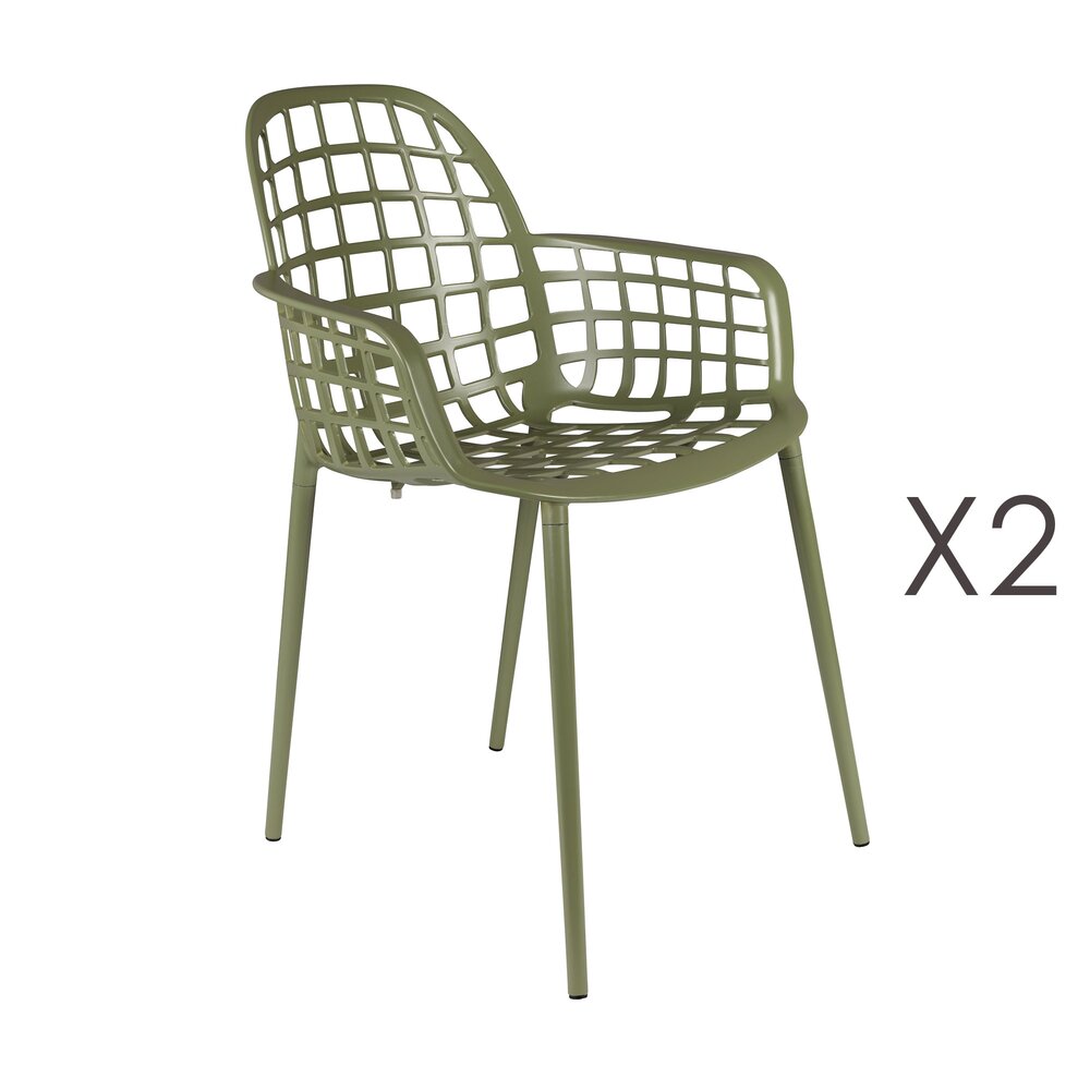 Meuble de jardin - Lot de 2 chaises de jardin en aluminium vert - KUIP photo 1