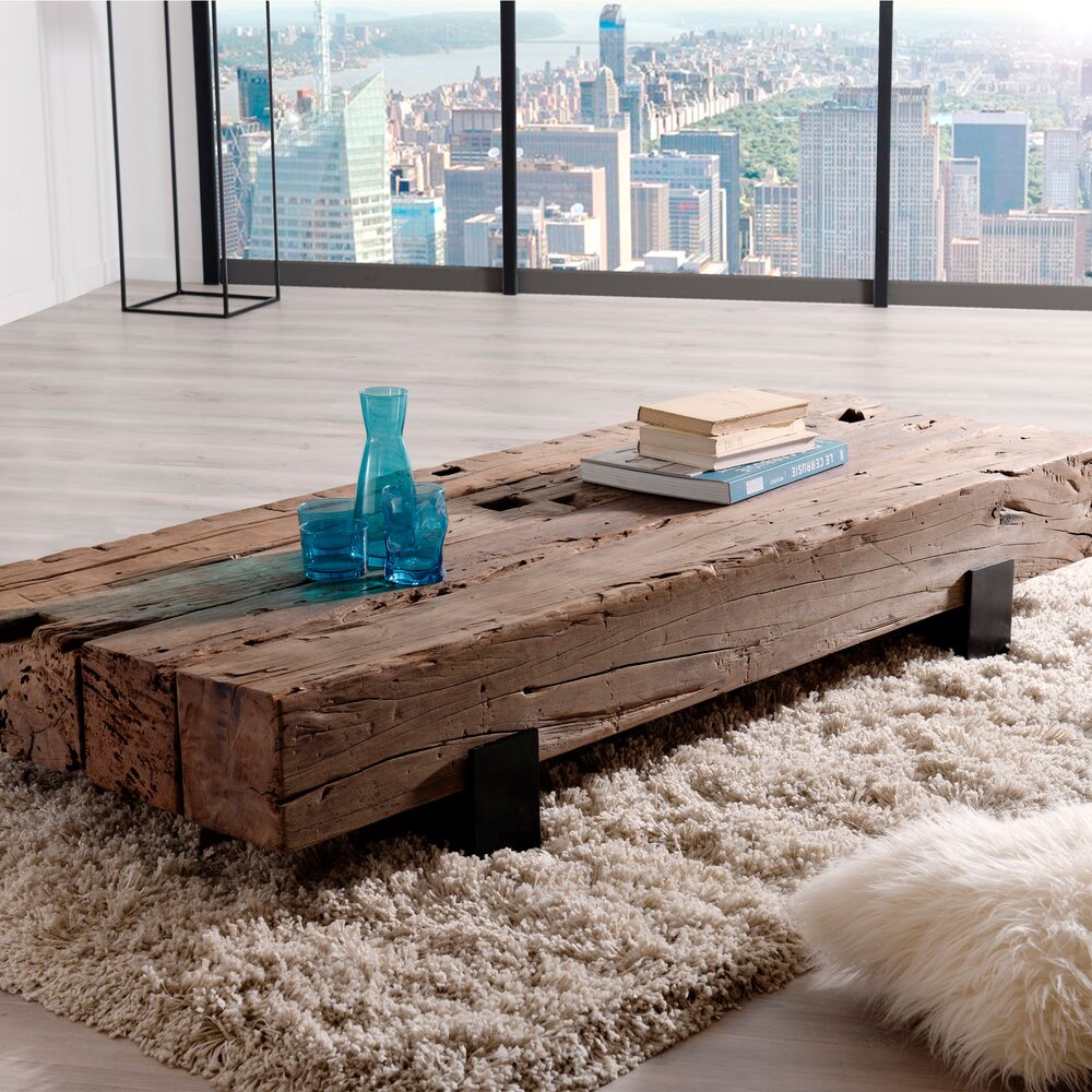 Table basse 160x65x26 cm en bois massif  BJORN  Maison et Styles