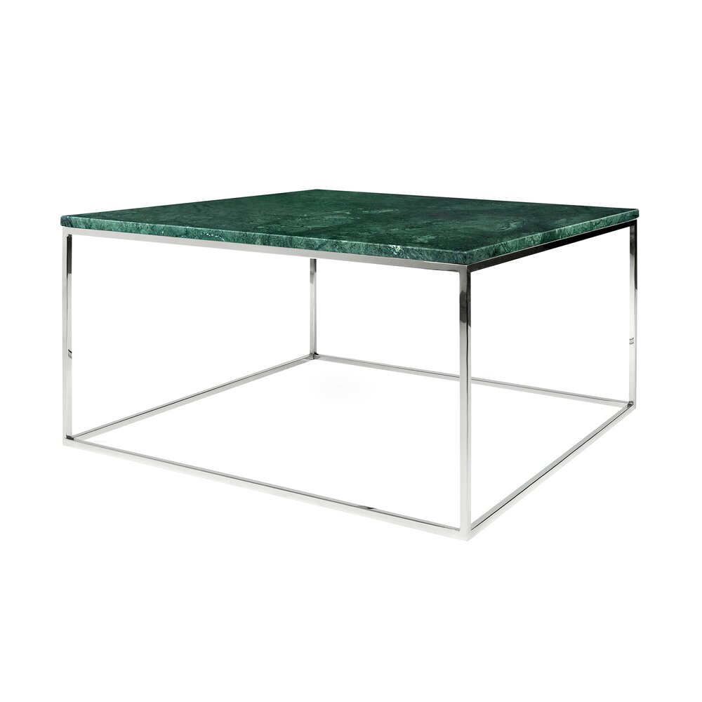 Table basse - Table basse 75 cm plateau en marbre vert piètement chromé - LYDIA photo 1