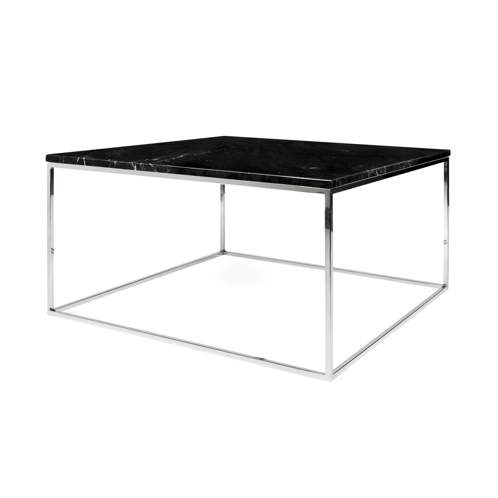 Table basse - Table basse 75 cm plateau en marbre noir piètement chromé - LYDIA photo 1
