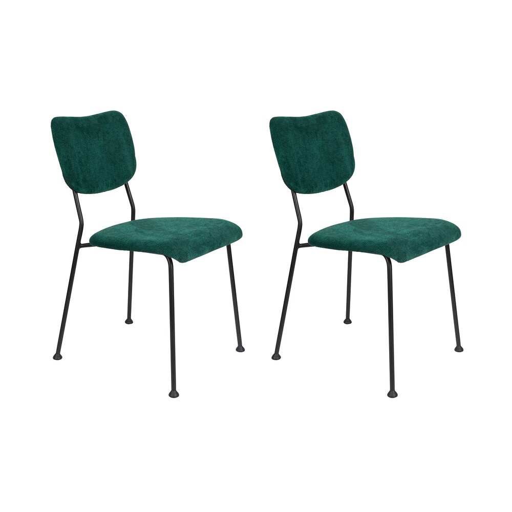 Lot de 2 chaises repas en tissu vert foncé - BENSON photo 1