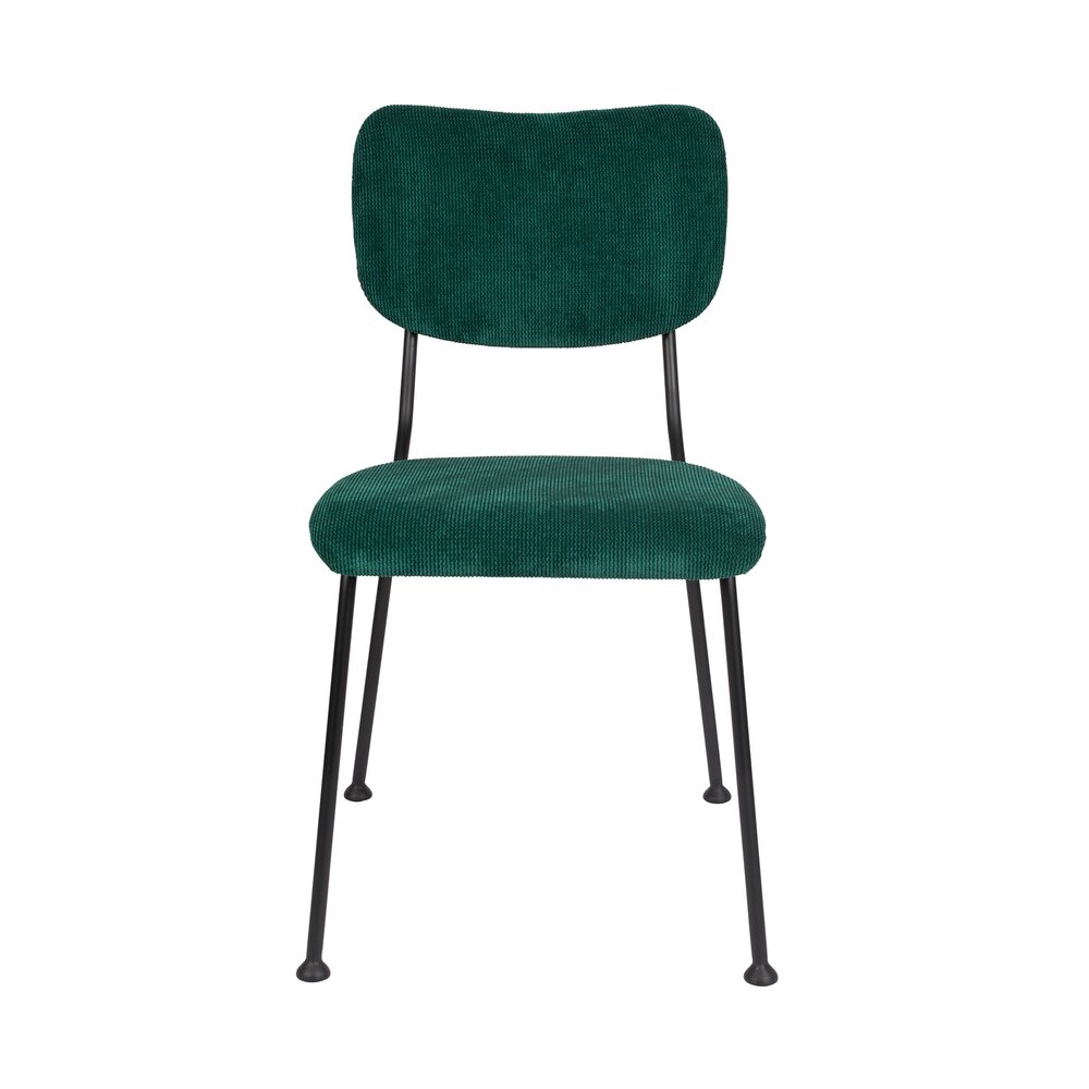 Lot de 2 chaises repas en tissu vert foncé - BENSON photo 2