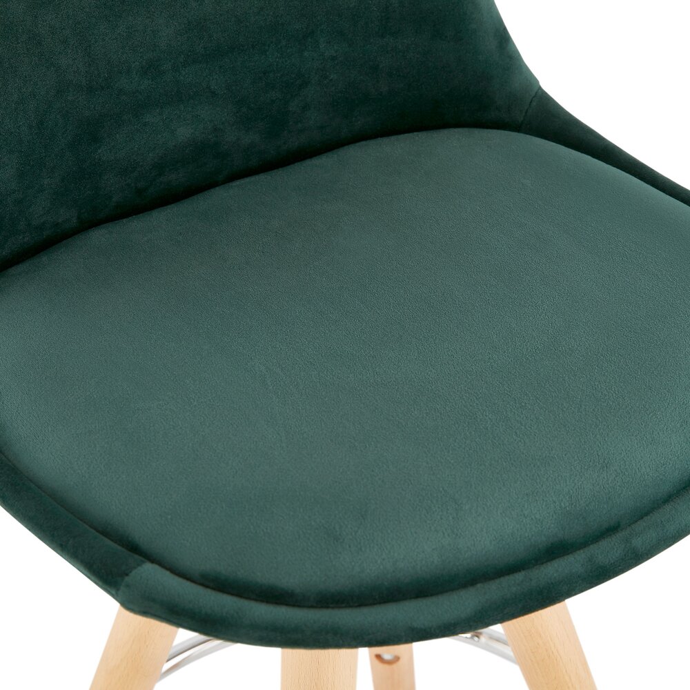Lot de 2 chaises de bar H75 cm en tissu vert foncé - CIRCOS photo 4