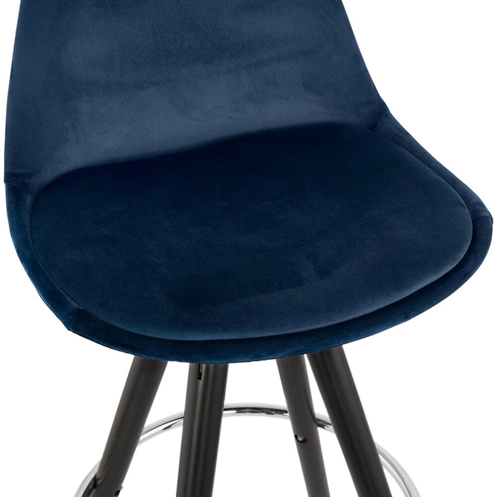 Lot de 2 chaises de bar H75 cm tissu bleu foncé pieds noirs - CIRCOS photo 4
