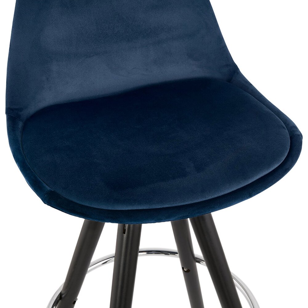 Lot de 2 chaises de bar H65 cm tissu bleu foncé pieds noirs - CIRCOS photo 4