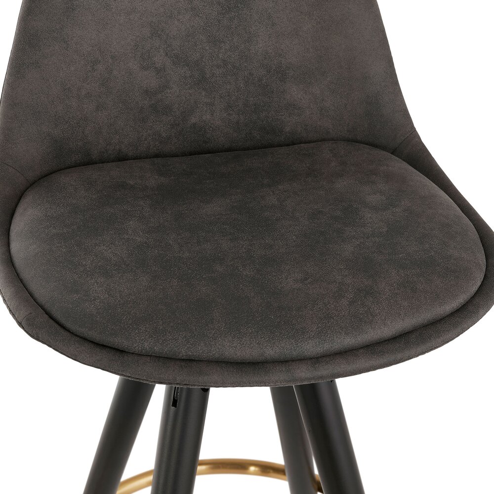 Lot de 2 chaises de bar H75 cm gris foncé pieds noirs dorés - CIRCOS photo 4