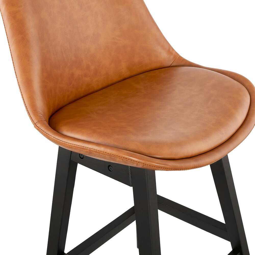 Lot de 2 chaises de bar H75 cm en PU marron pieds noirs - ELO photo 5