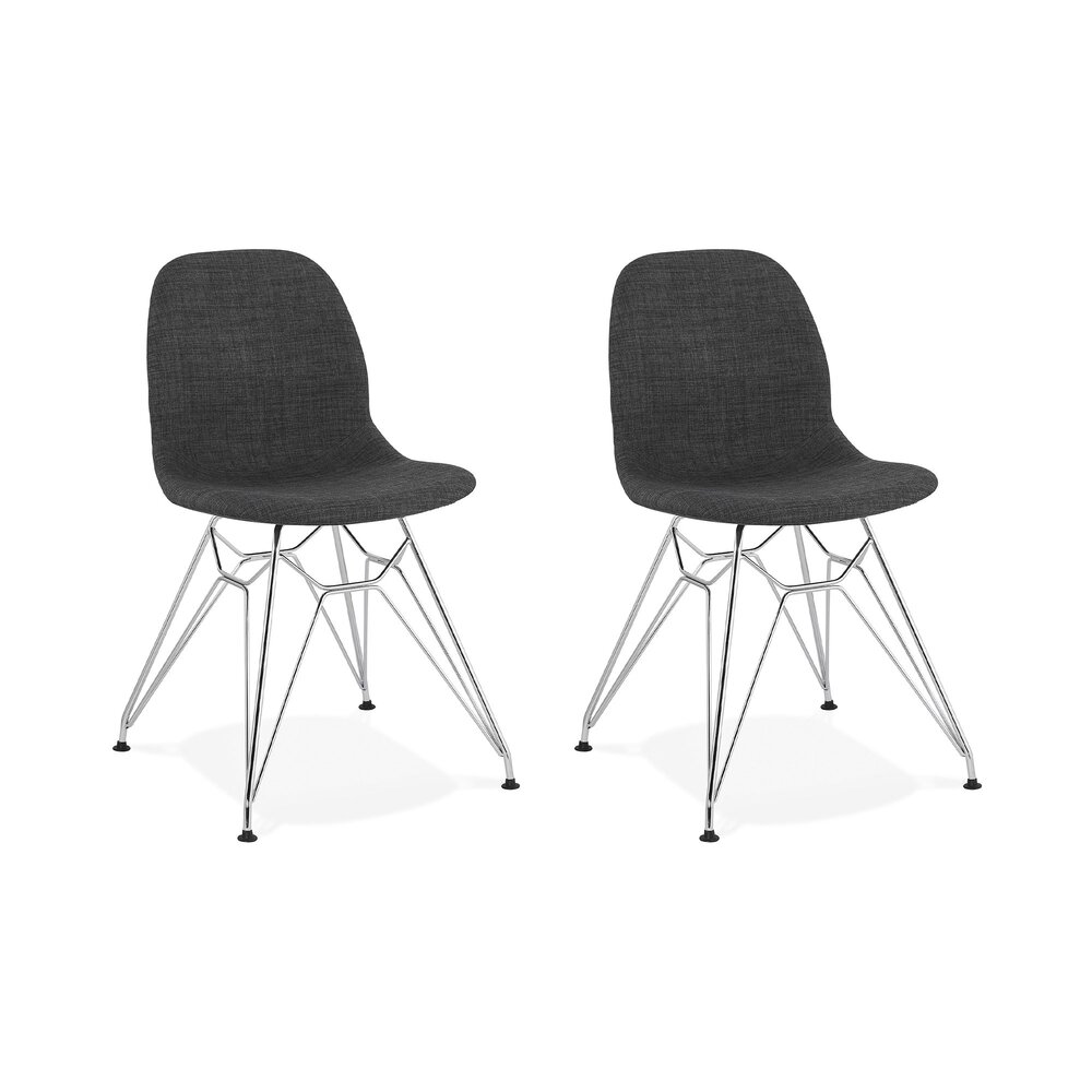Chaise - Lot de 2 chaises 49x49x83 cm tissu gris foncé pieds chromés - LAYNA photo 1