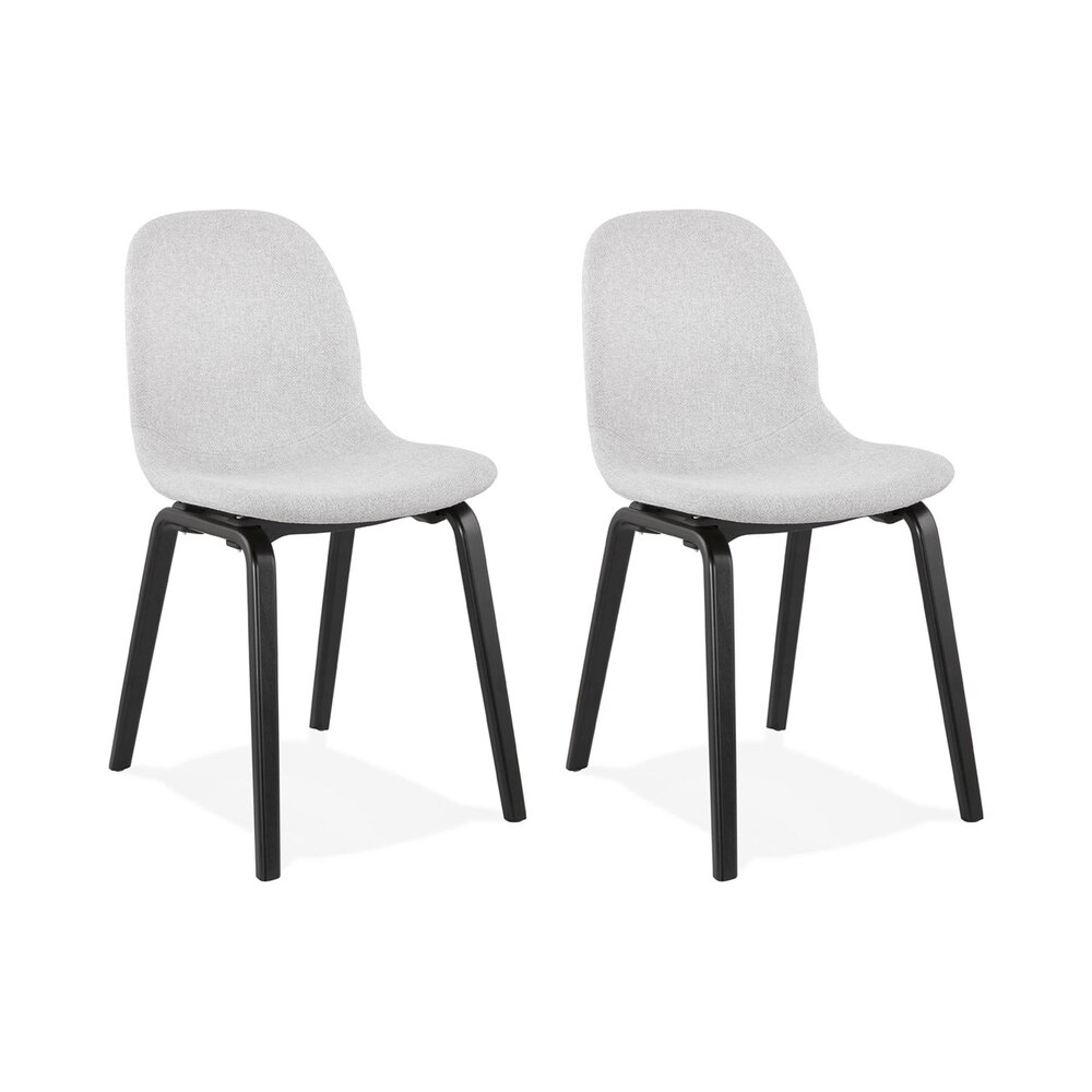 Chaise - Lot de 2 chaises en tissu gris clair et pieds noirs - MOANA photo 1