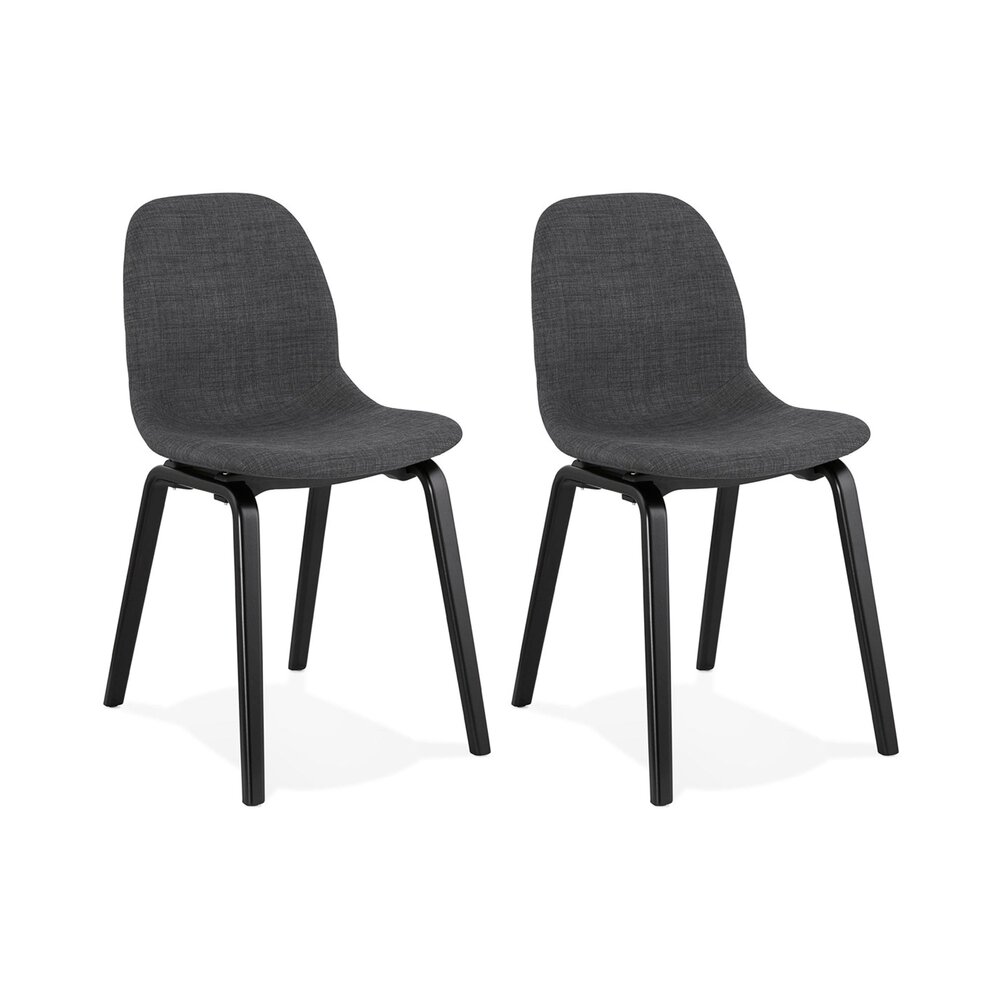 Chaise - Lot de 2 chaises en tissu gris foncé et pieds noirs - MOANA photo 1