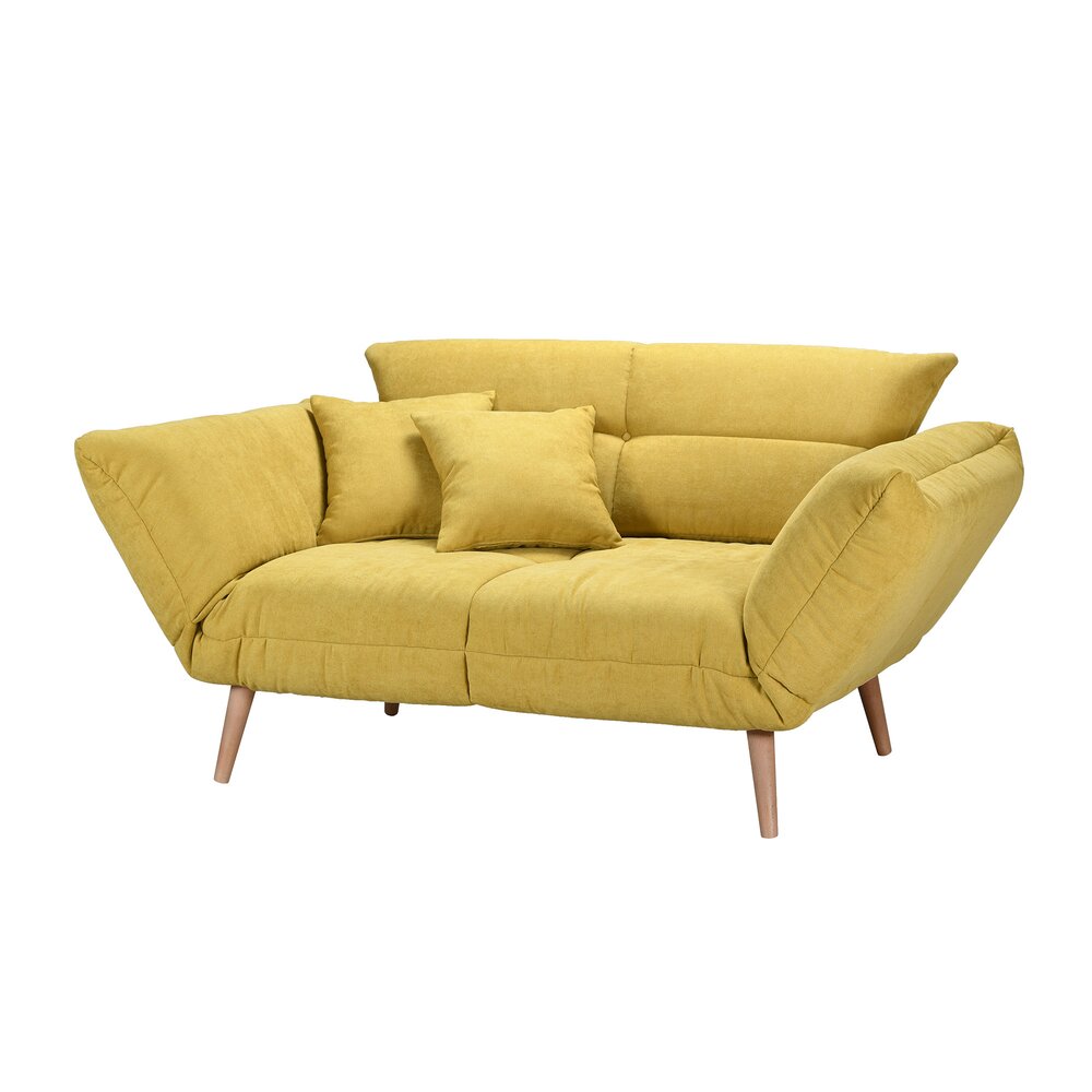 Canapé-lit 2 avec accoudoirs multipositions jaune - COBALT photo 2