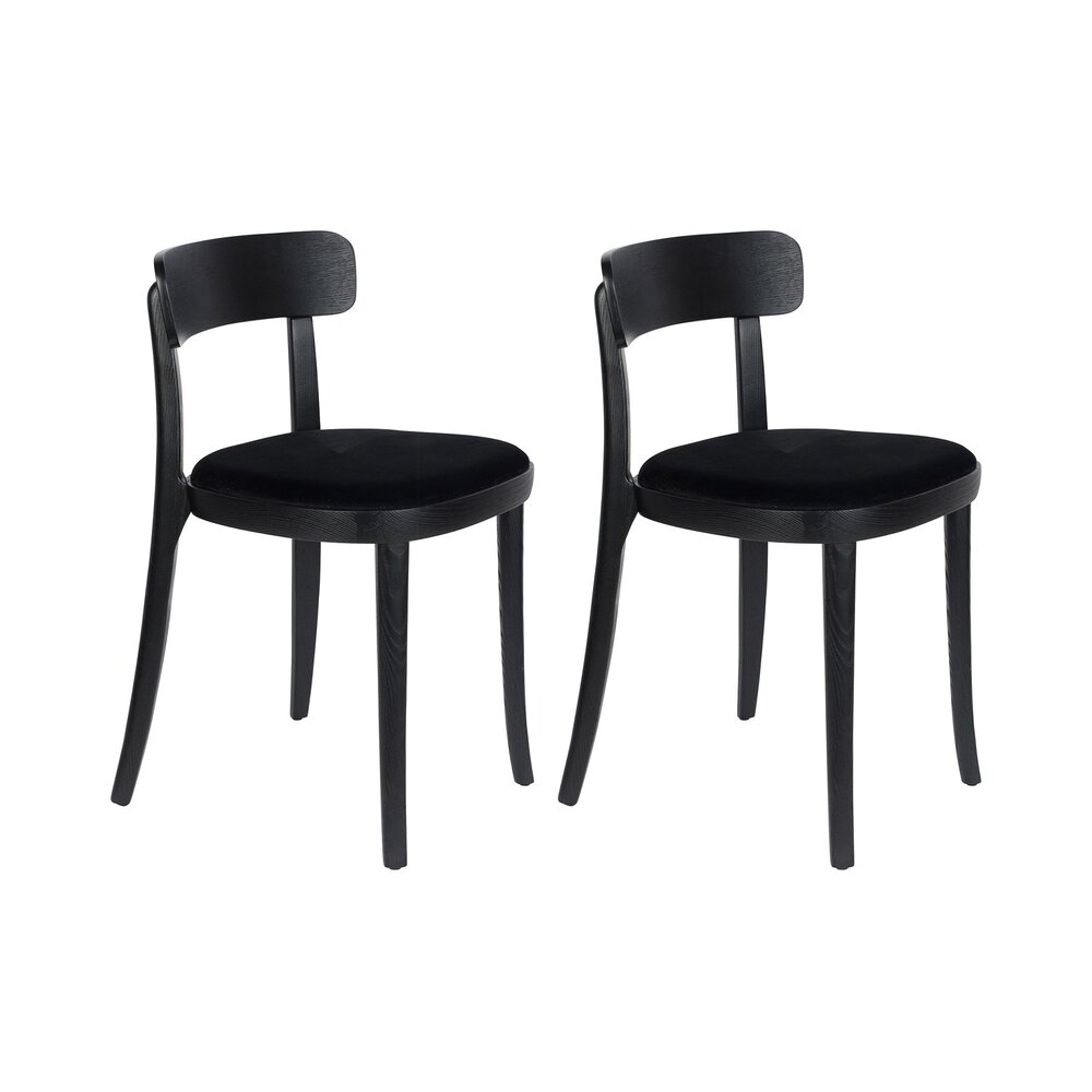 Chaise - Lot de 2 chaises 46x45x75 cm en velours noir - BRANDON photo 1
