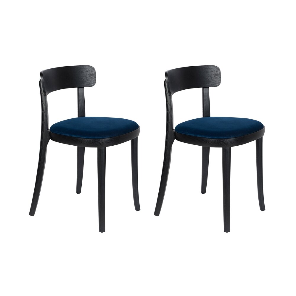 Chaise - Lot de 2 chaises 46x45x75 cm en velours bleu foncé - BRANDON photo 1