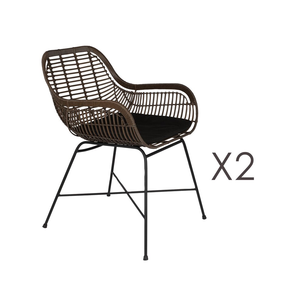 Chaise de jardin - Lot de 2 fauteuils de jardin 52x59x78,5 cm en rotin synthétique photo 1