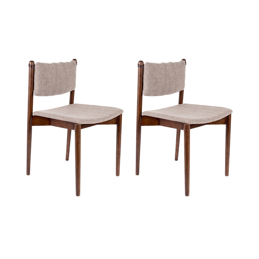 Chaise - Lot de 2 chaises 46x52,5x78,5 cm en tissu beige et bois photo 1