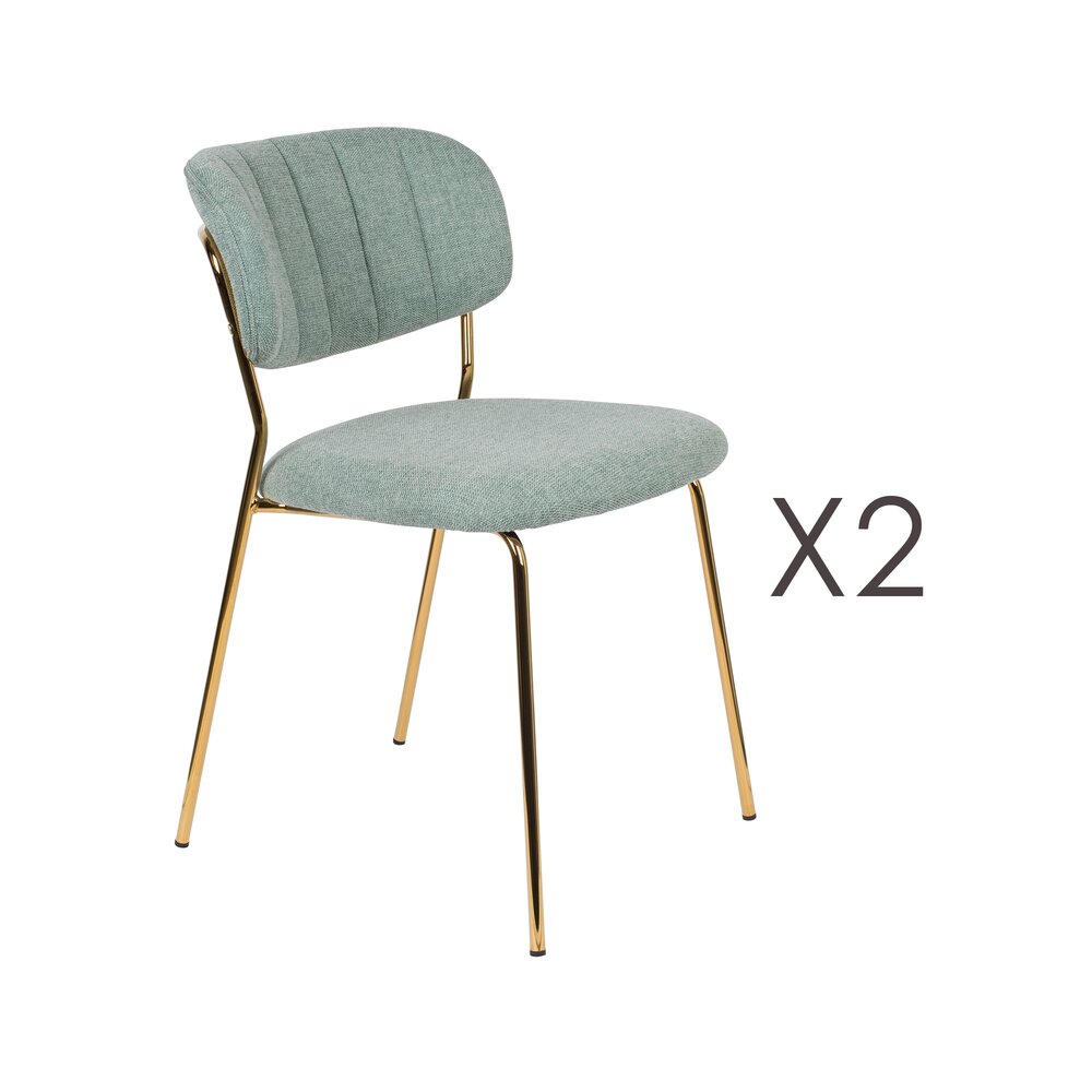 Chaise - Lot de 2 chaises 49x56,5x79 cm en tissu vert clair - JULIEN photo 1
