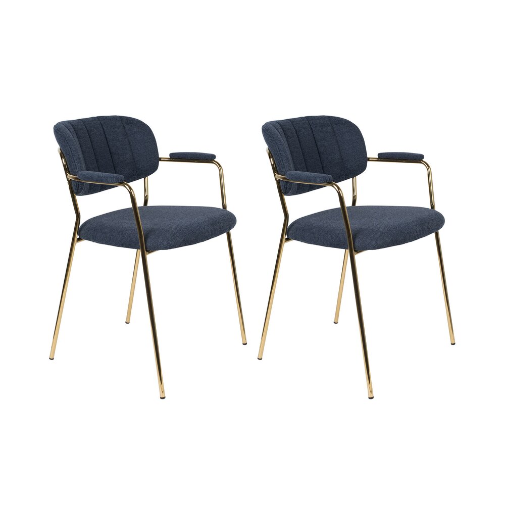 Chaise - Lot de 2 chaises 60,5x57x79 cm en tissu bleu foncé - JULIEN photo 1