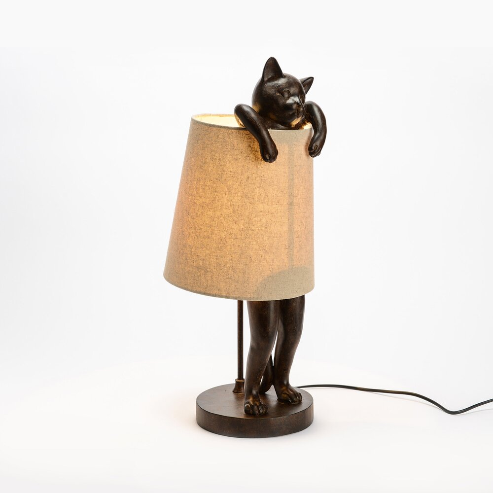 Lampe de table avec piétement chat 23x55 cm en résine
