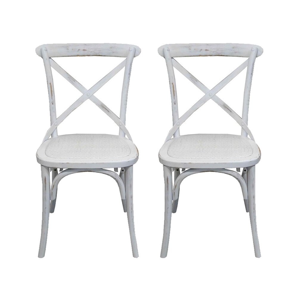 Lot de 2 chaises bistrot 45x50x92 cm en bouleau blanc - BATILLY photo 1