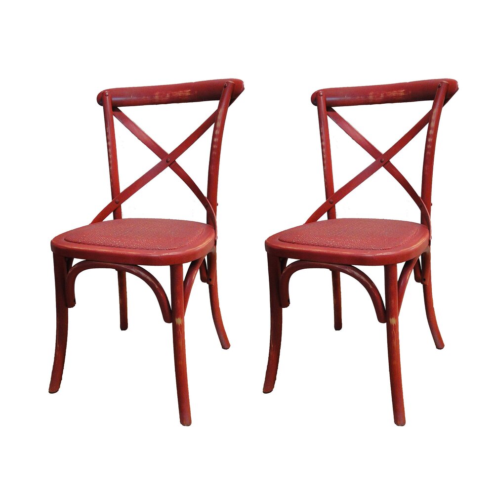 Chaise - Lot de 2 chaises bistrot 45x50x92 cm en bouleau rouge - BATILLY photo 1