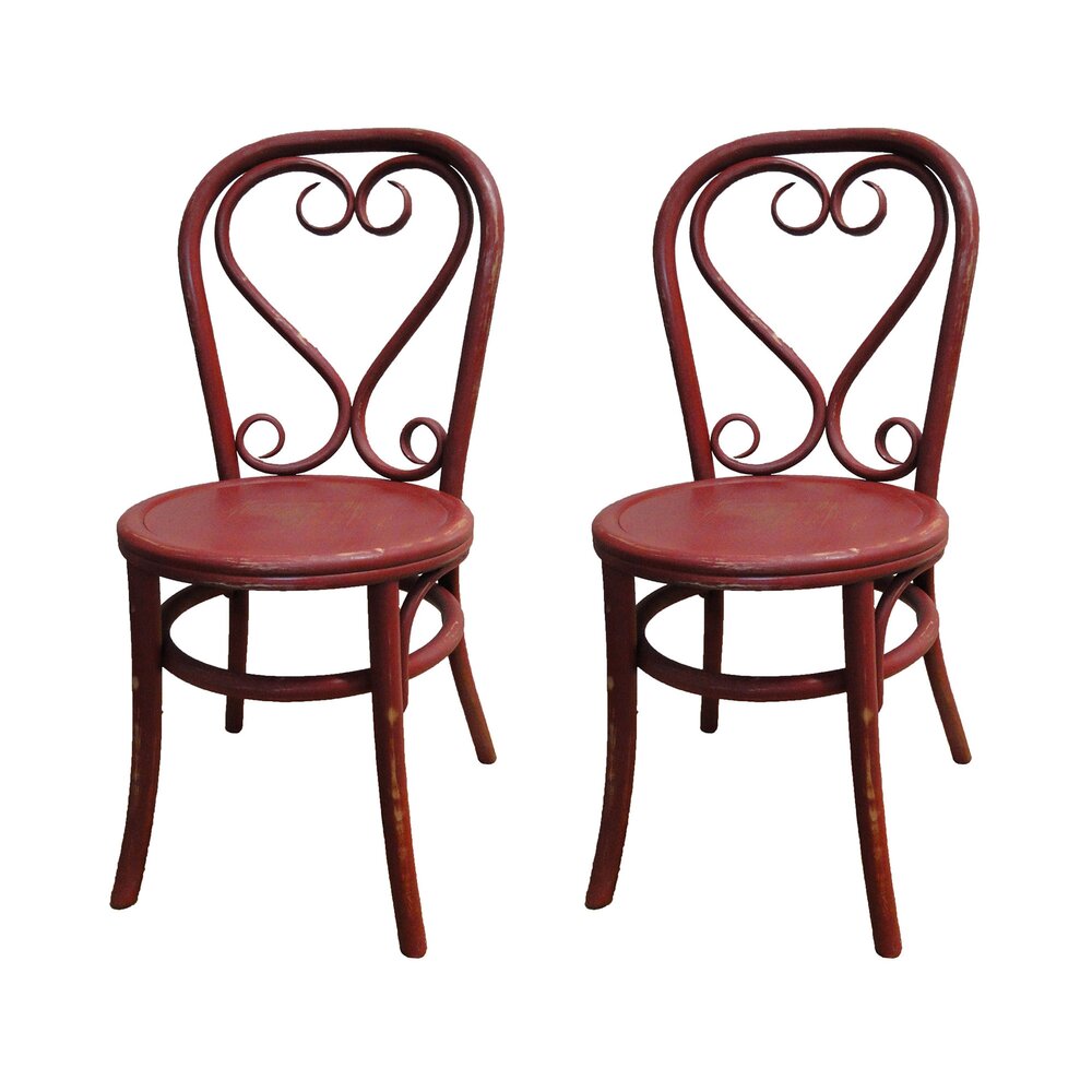 Chaise - Lot de 2 chaises brasserie en bois et rotin rouge - VANY photo 1