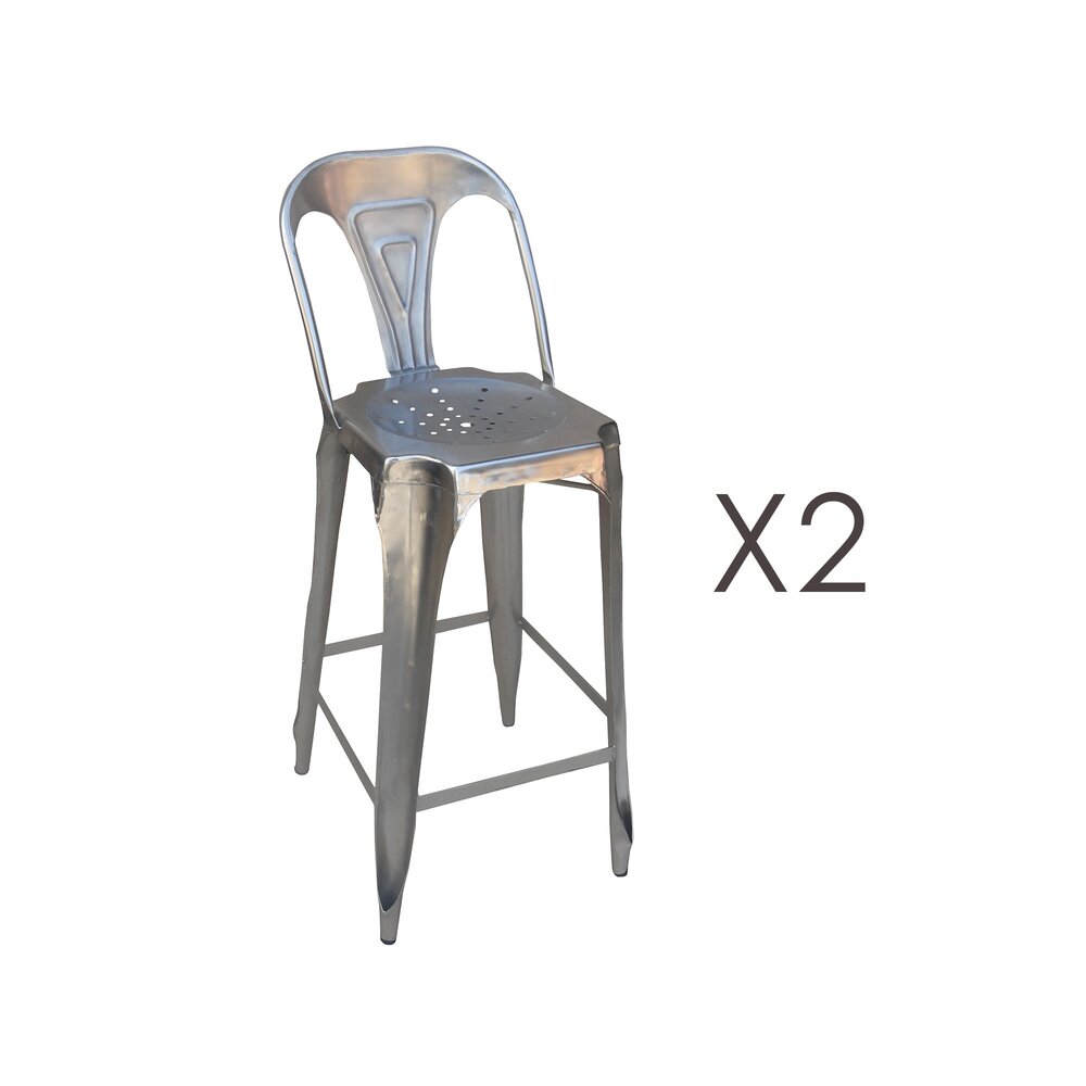 Tabouret de bar - Lot de 2 chaises de bar hauteur 74 cm en métal finition acier - TALY photo 1